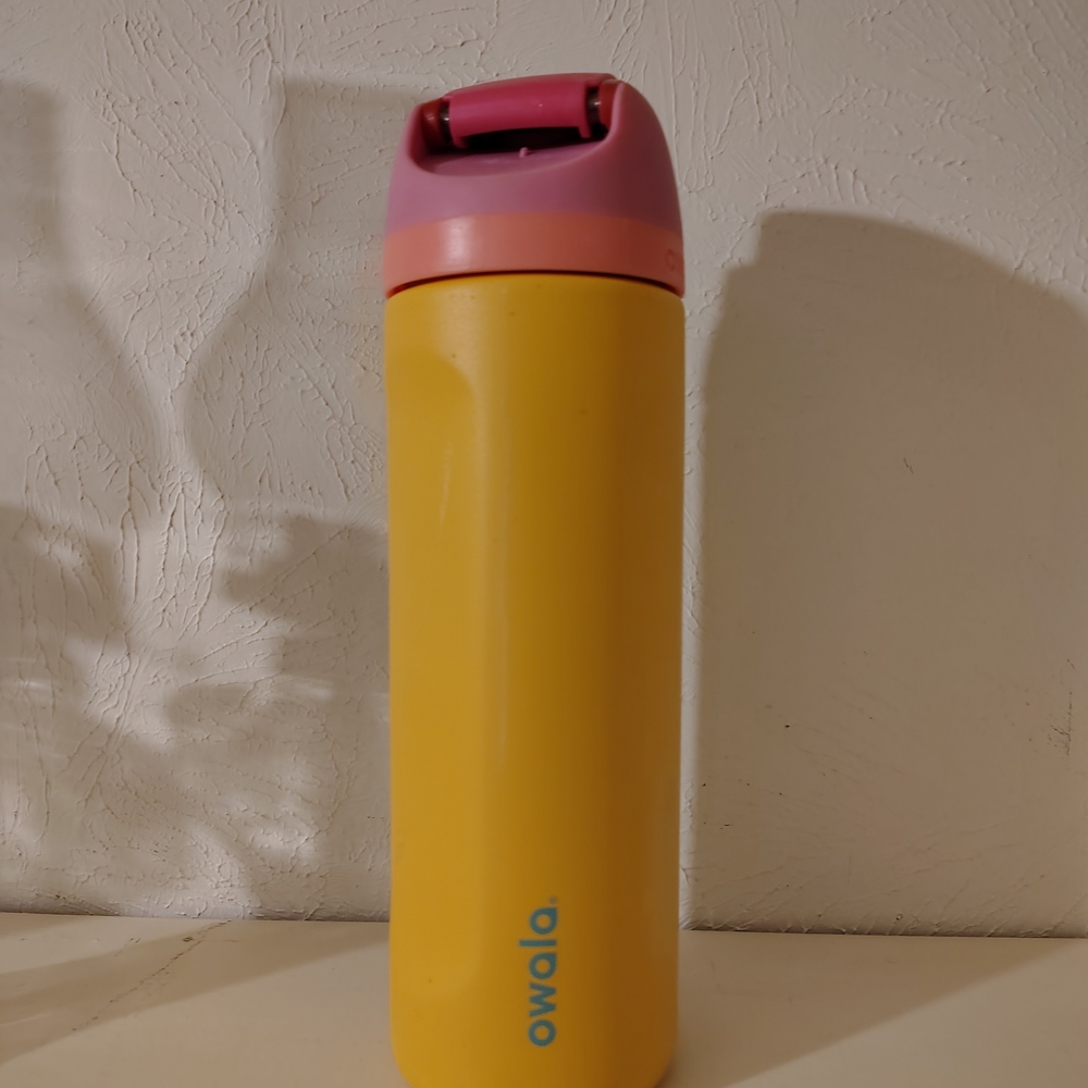 Owala Yellow and Pink Water Bottle